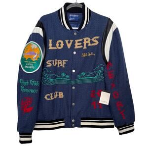 Lifted Anchors Lovers Surf Club Varsity Jacket Embroidered Streetwear NWT XL